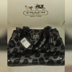 Coach Black and Gray Leopard Print Shoulder Bag